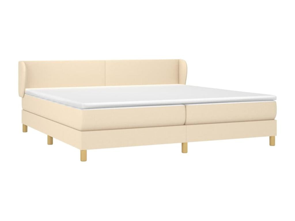 Lit à sommier tapissier avec matelas Crème 200x200 cm Tissu PNKO90014
