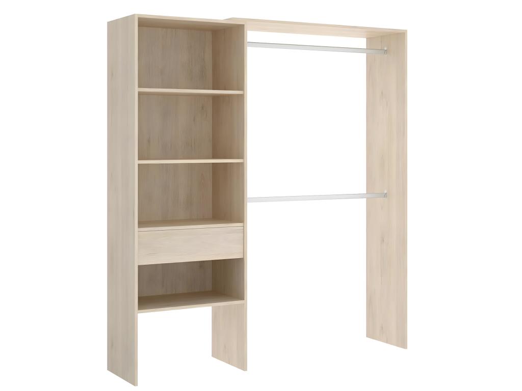 Armoire placard extensible coloris naturel - Longueur 110-160 x Hauteur 187 x Profondeur 40 cm XNVK08015