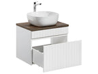 Domopure White and Wood DYZZ52093 Single Basin Vanity Unit (60cm) and Tall Cabinet