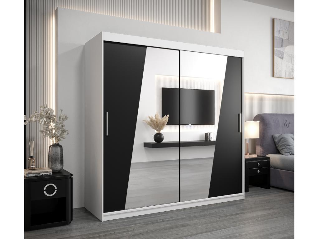 Armoire Rhomb À Portes Coulissantes 200/200/62 2 portes Blanc/Noir EFGH48841