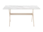 Dining table for 6 people in MDF and beech - White and light natural - Chicyla TAXX71960