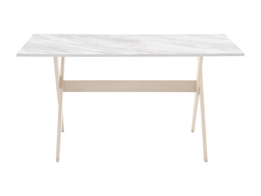 Dining table for 6 people in MDF and beech - White and light natural - Chicyla TAXX71960