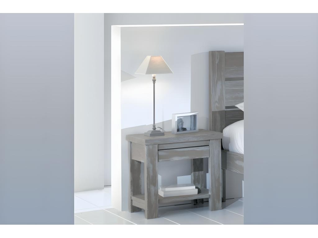 Decohaute solid pine bedside table from the Landes region - brushed finish ZYFH92674