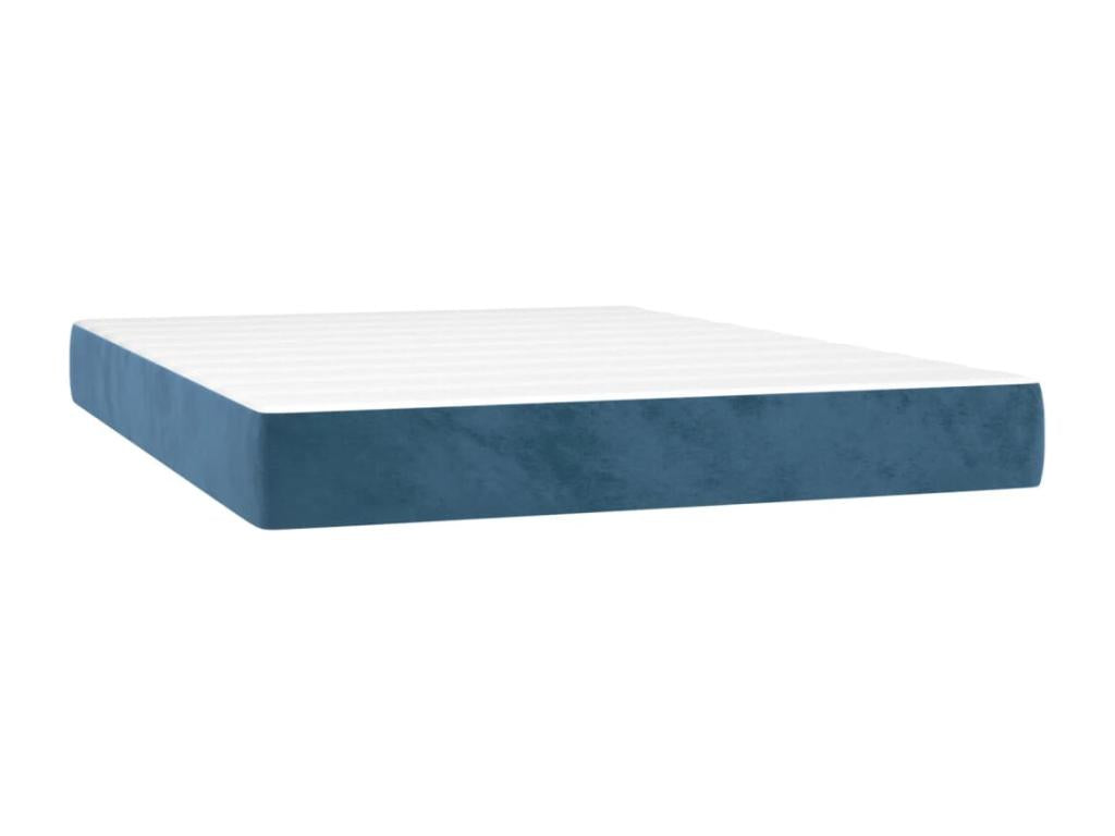 Upholstered bed base with mattress and LED light, dark blue, 140x200 cm, velvet, NXDM27332