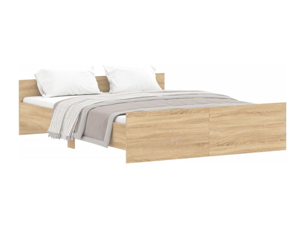 Domopure oak bed frame with headboard and footboard, 150x200 cm, SBOM71314
