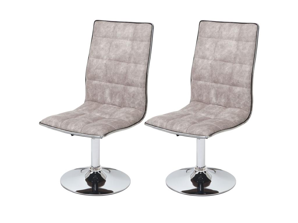 2x chaise de salle à manger Domopure-C41 fauteuil tissu - vintage gris silex ROCG88276