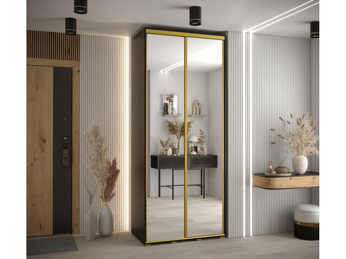 Domopure 2 Sliding Door Wardrobe 235.2/120/45 2 Doors Black/Black/Gold GDRT64099