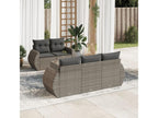 6-piece garden furniture set with grey resin wicker cushions RPCF12807
