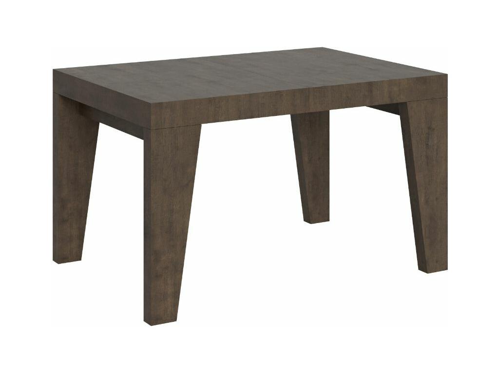 Domopure Extendable Wooden Dining Table - Brown - 4-Leg Base - 2 Slim Extension Leaves - Extends from 130 to 234cm QYBL06698