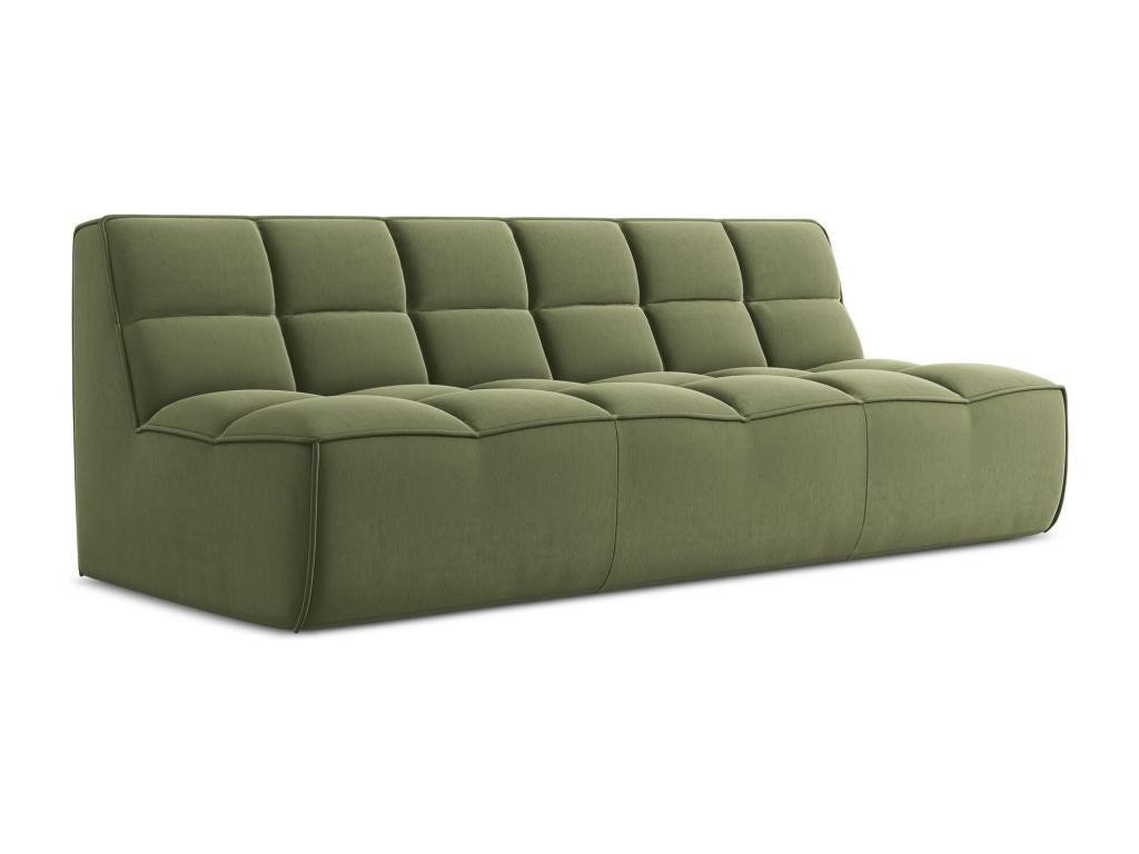 Canapé modulable 3 places en velours - olive - Domopure OLEC43558