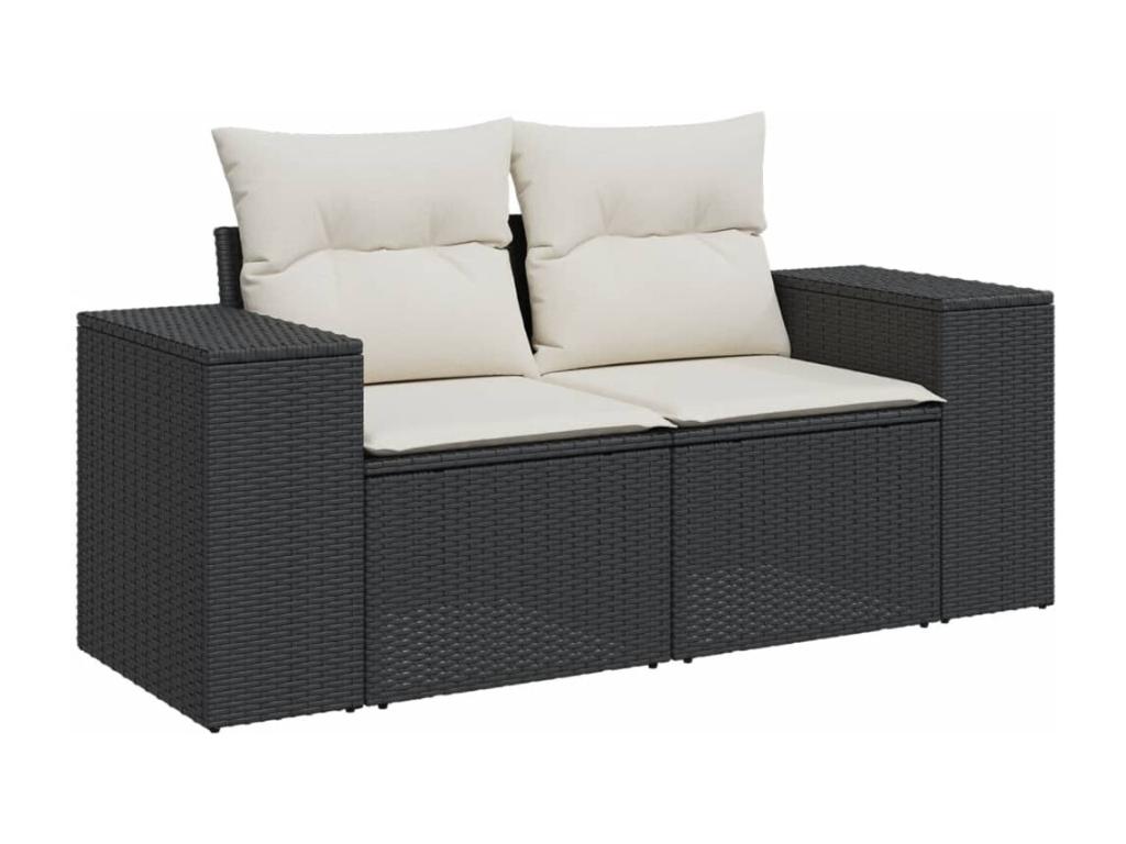 Salon de jardin 5 pcs avec coussins noir résine tressée BSRO95575