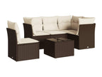 Garden furniture set with cushions, 6 pieces, brown woven resin JJQT26392