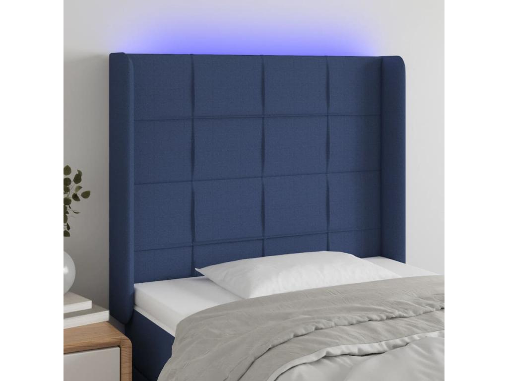 Blue LED Headboard 83x16x118/128 cm Fabric JWQW54684
