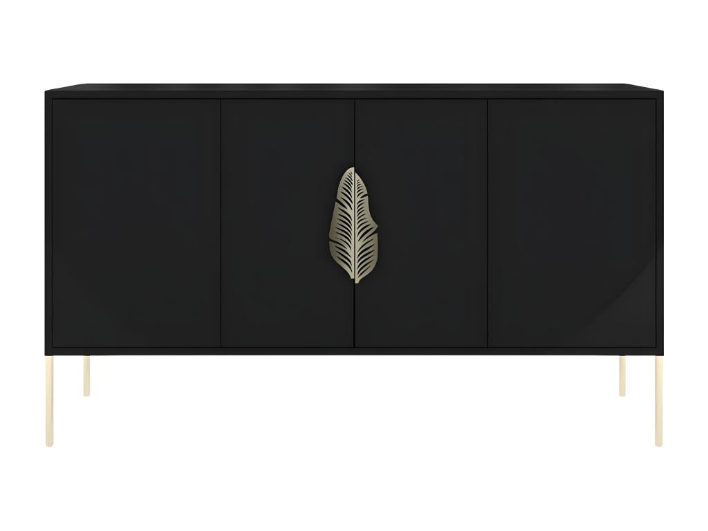 Buffet noire Chicyla avec des accents dorés / 138 cm KHUA31078