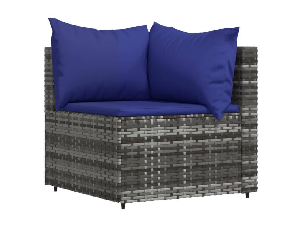 3-piece garden furniture set with cushions, grey woven resin YBSG05344