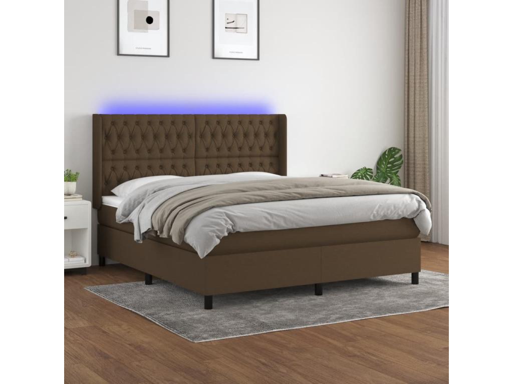 Domopure bed base with mattress and LED, dark brown, 160x200 cm, RCJG56580