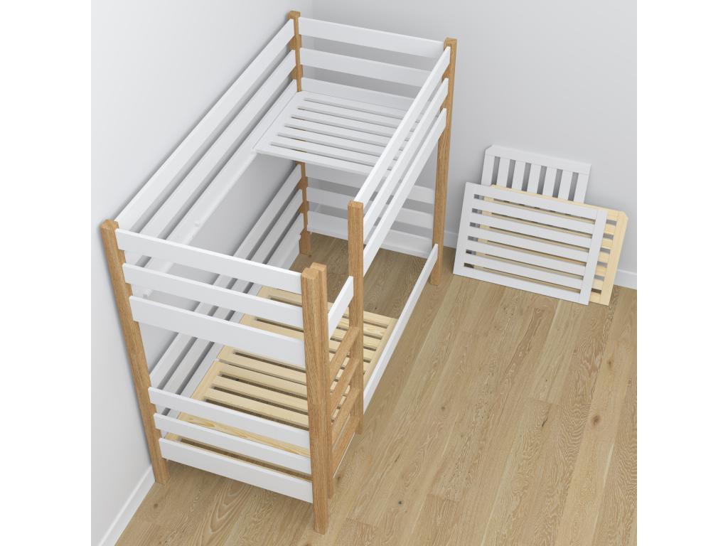 Wooden bunk bed - with drawer N01 White / Natural Oak 120x200 CQYX73821