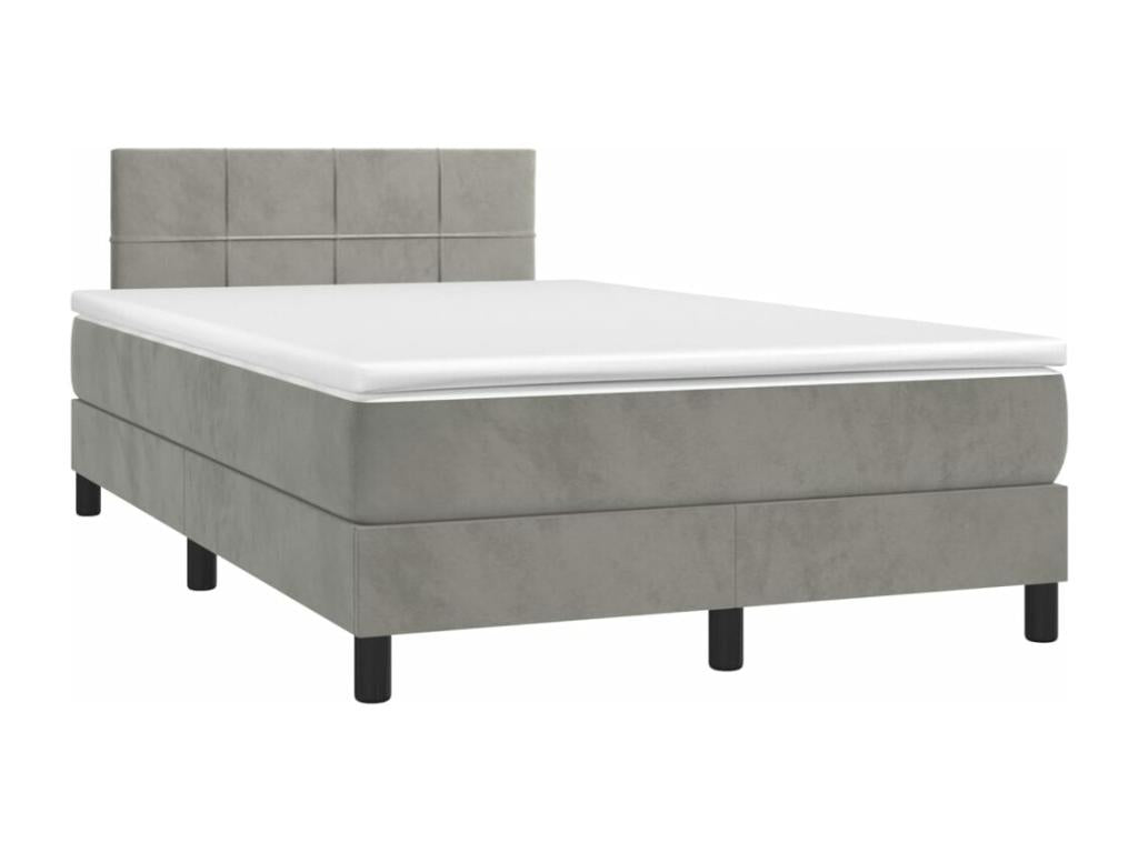 Upholstered bed base and mattress, light grey, 120x200cm, velvet, UUPC16747
