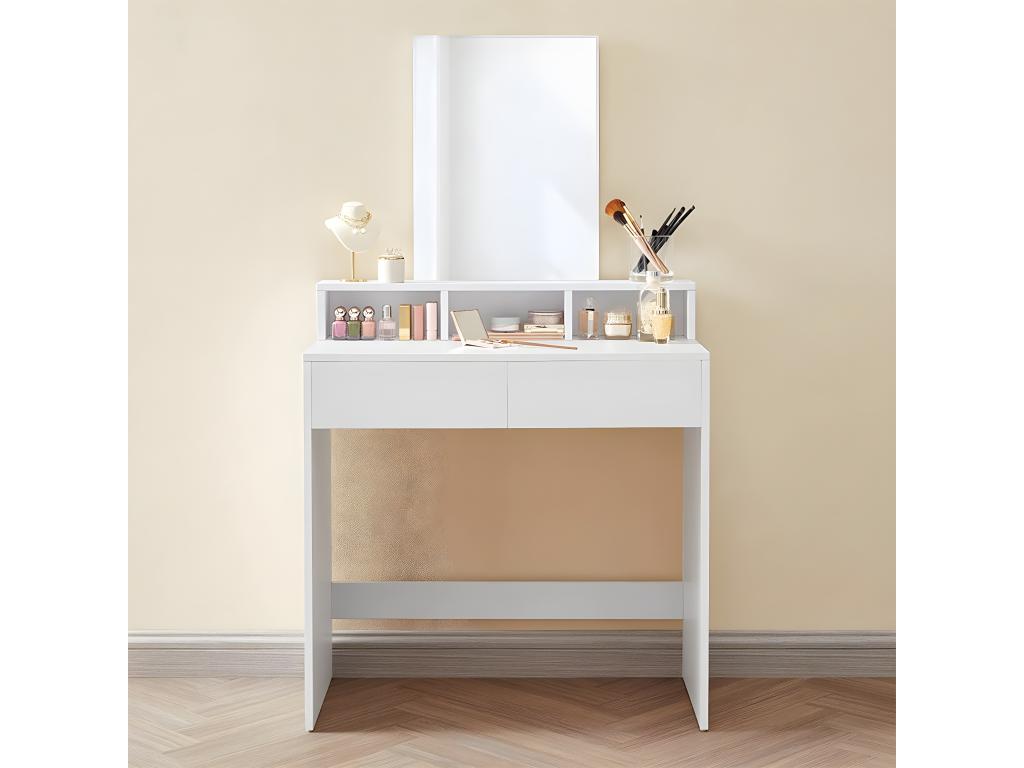 White dressing table with 1 mirror and 2 drawers - W80 x H140 cm MZAN52896