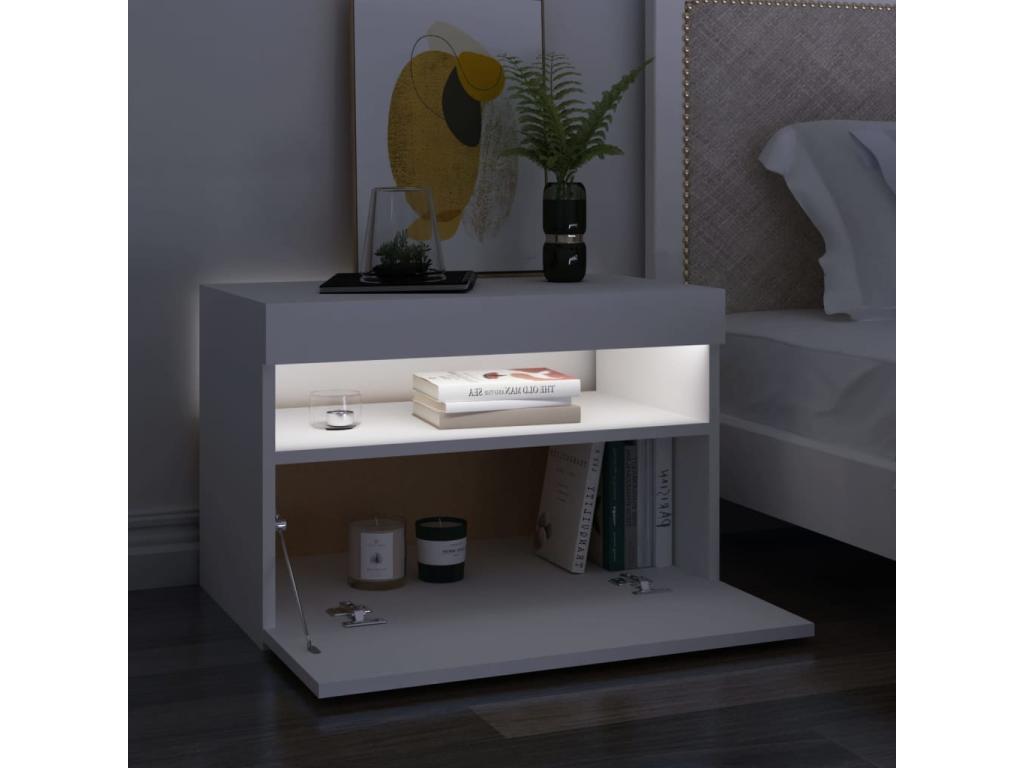 Meuble TV avec Domopureères LED blanc 60x35x40 cm KQPT22700