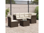 Garden furniture set with cushions, 6 pieces, brown woven resin JJQT26392