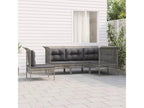 5-piece garden furniture set with cushions, grey woven resin, TDCX24642
