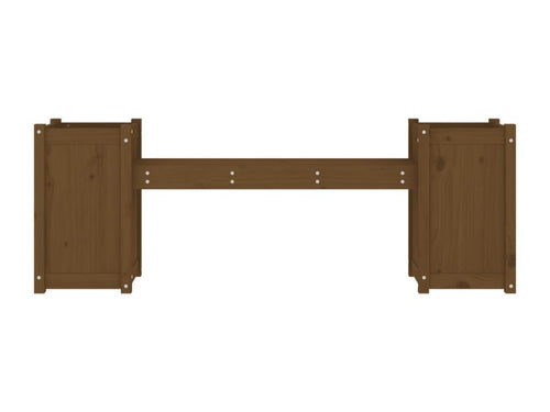 Bench with honey-brown planters, solid pine wood WNUV86877