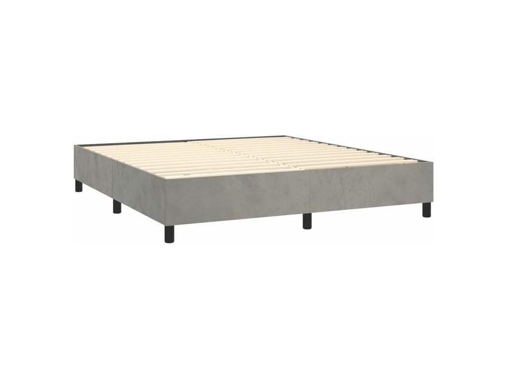 Domopure bed base and mattress, light grey, 160x200 cm, velvet, YTZL95256