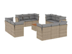 13-piece beige resin wicker garden furniture set with cushions RIUW53474