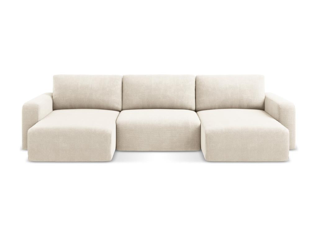 Canapé panoramique convertible en Chenille - beige clair - Decohaute BESP97218