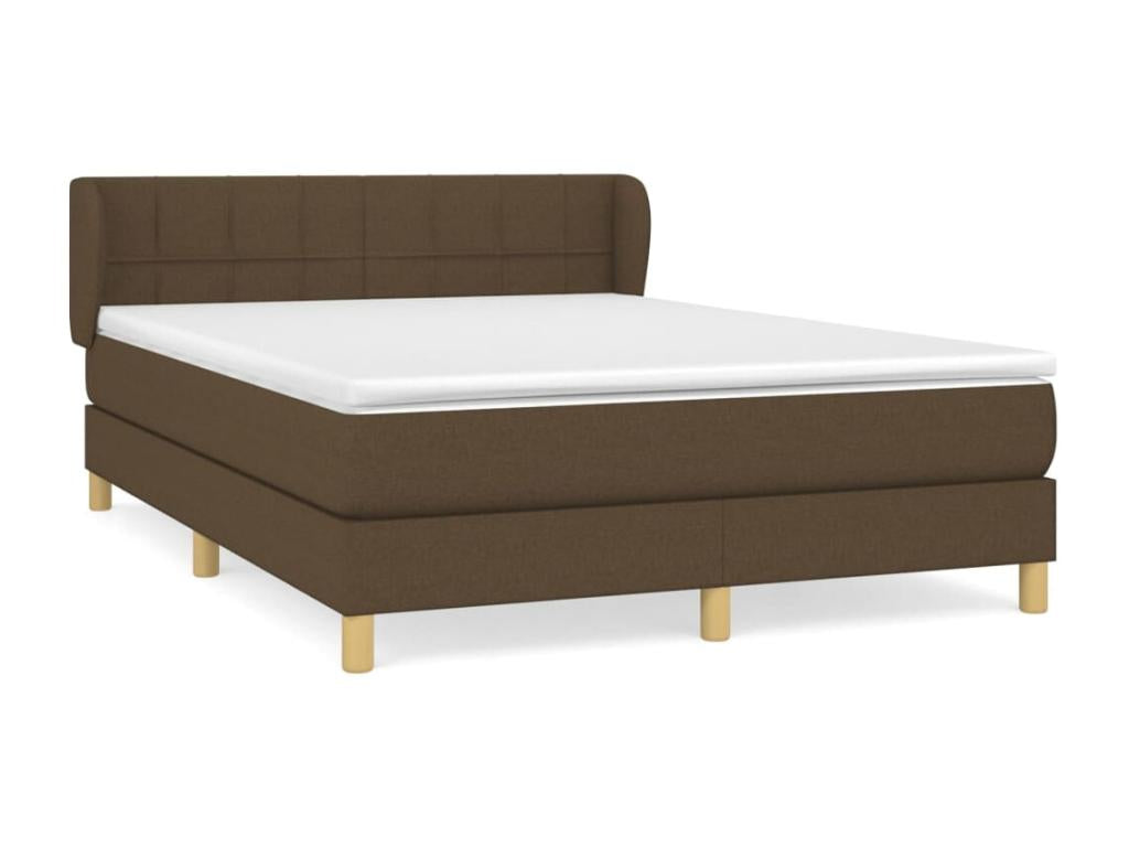 Upholstered bed base with mattress, dark brown, 140x190 cm, VSIO28077