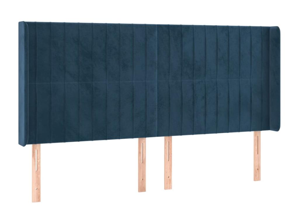 Tête de lit avec oreilles Bleu foncé 163x16x118/128 cm Velours EUDU63665