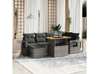 7-piece garden furniture set with cushions, grey woven resin IQFP77090