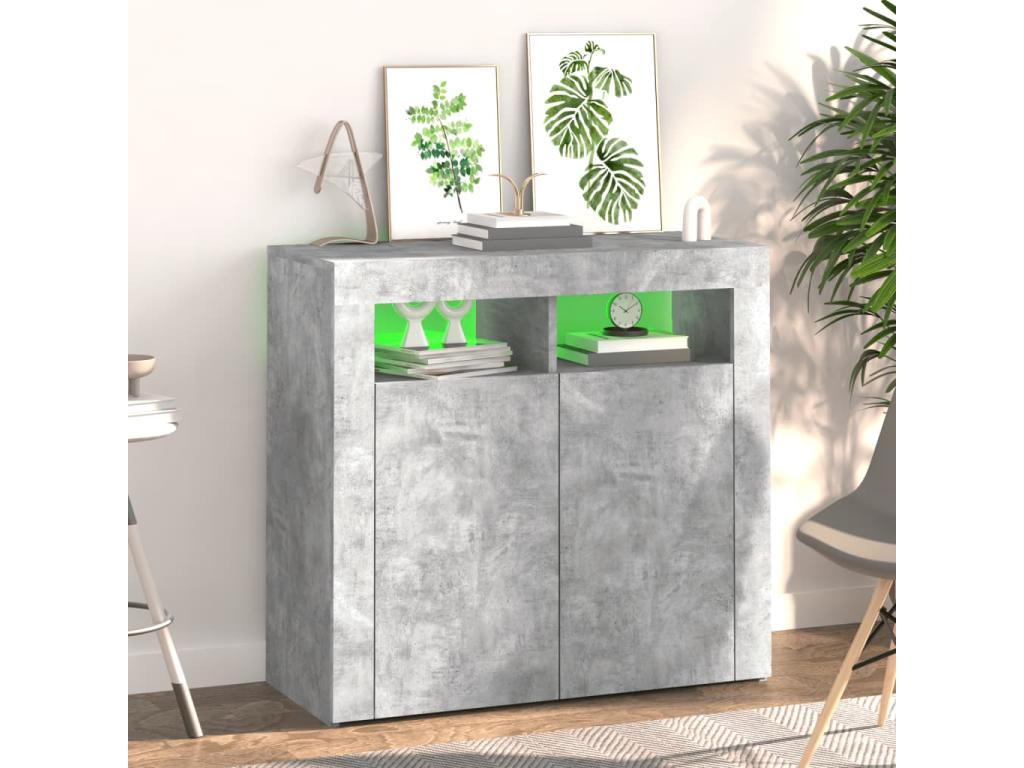 Buffet avec Domopureères LED gris béton 80x35x75 cm DAWR52248