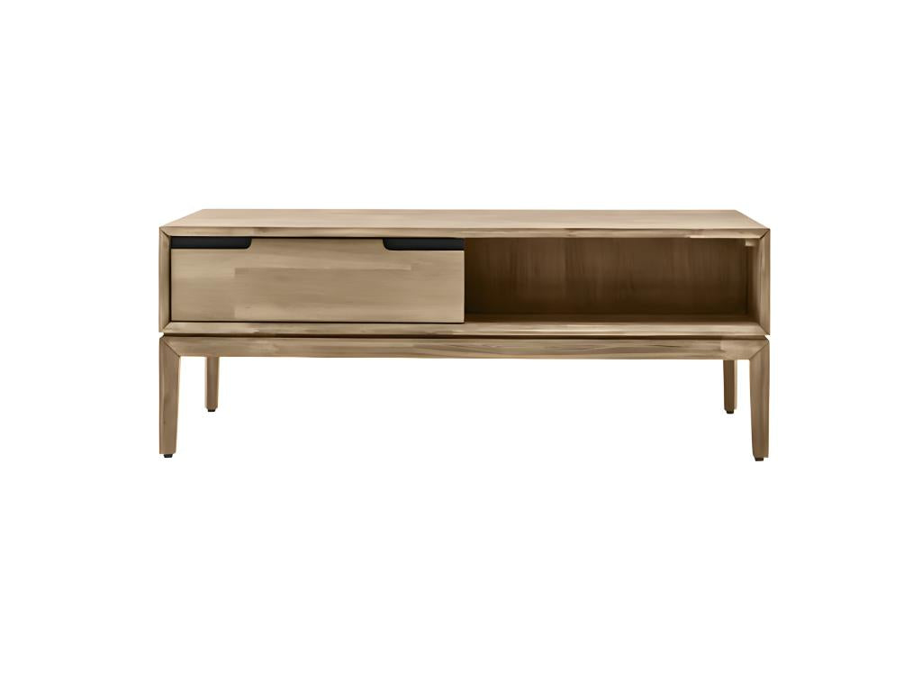 Domopure UKDO19616 Designer wooden coffee table with 2 drawers and 2 shelves, 120 cm long