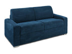 3-seater express convertible sofa in blue corduroy - 140 cm sleeping area - 14 cm mattress - Decohaute QJTH33812