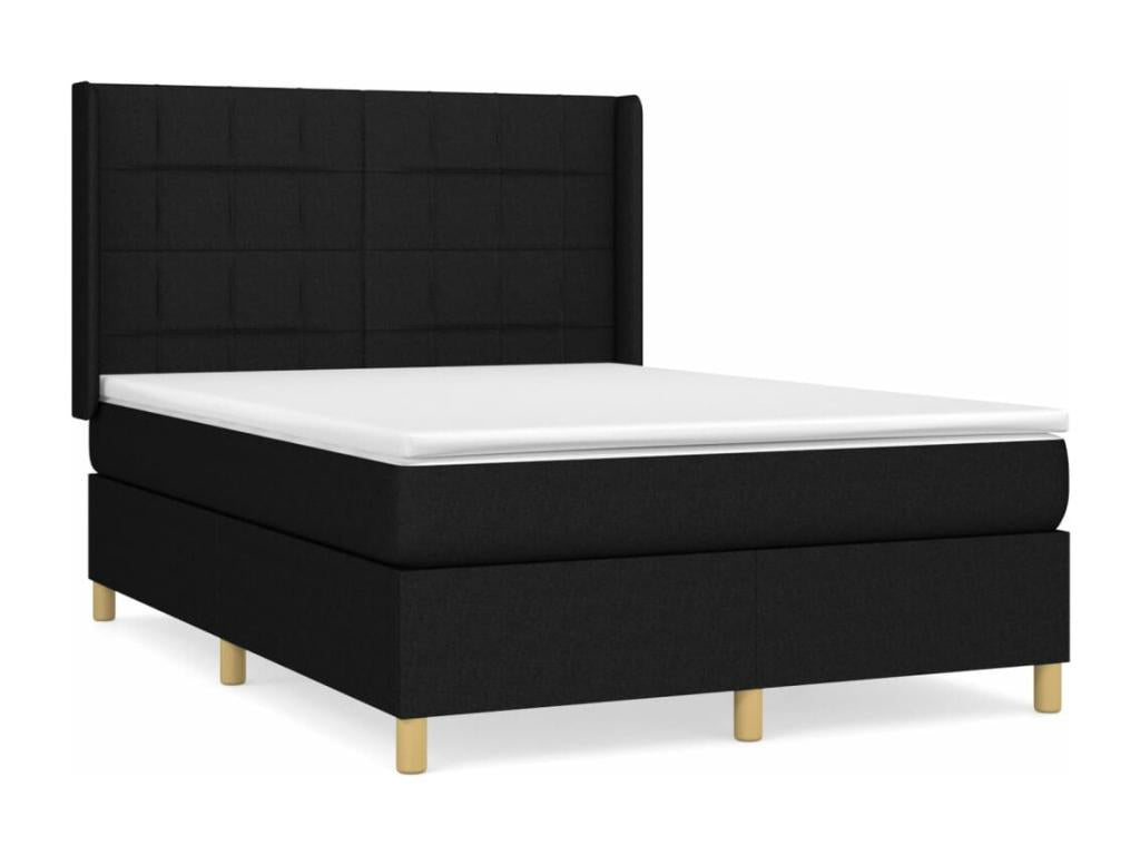 Domopure bed base with mattress, black, 140x190 cm, fabric, VHGT02028
