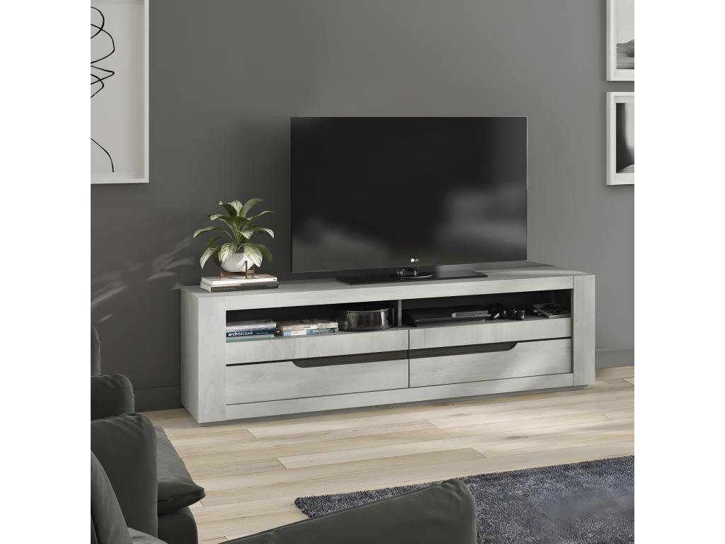 Meuble TV 2 tiroirs Chêne Gris Clair - Decohaute GCPM62692