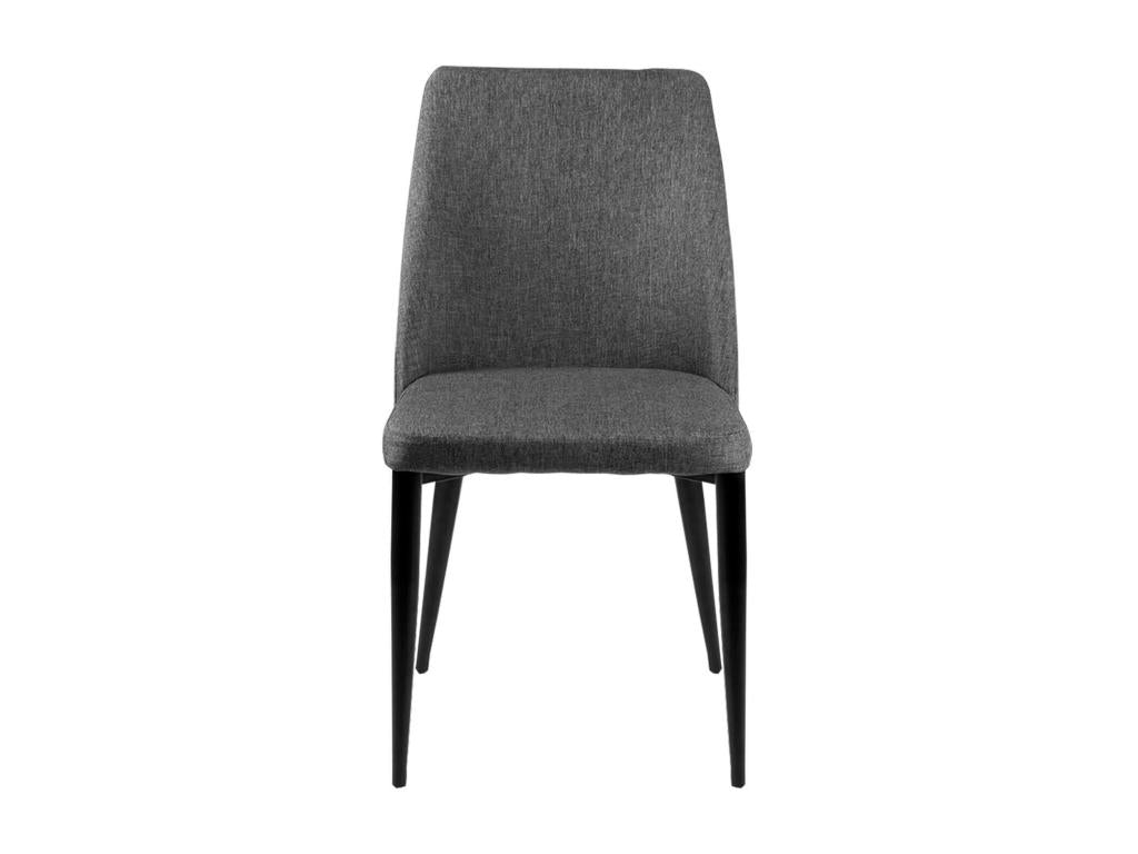 Domopure VJIL12214 Modern Chair in Dark Grey Upholstered Fabric with Black Metal Legs