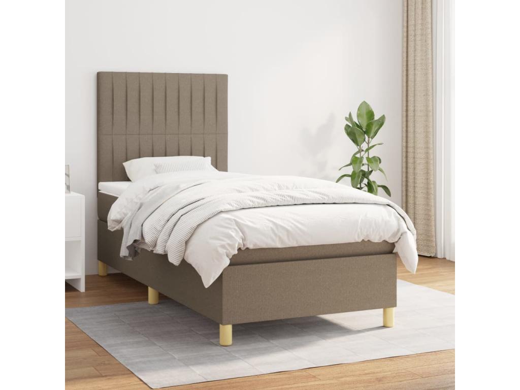 Lit à sommier tapissier avec matelas Domopure 100x200 cm Tissu CRXR27402