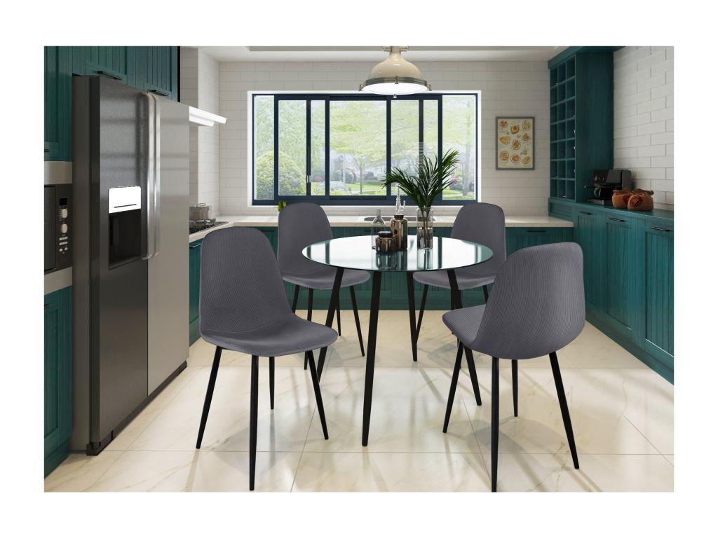 Decohaute - Lot de 4 chaises en tissu anthracite WVTX15369