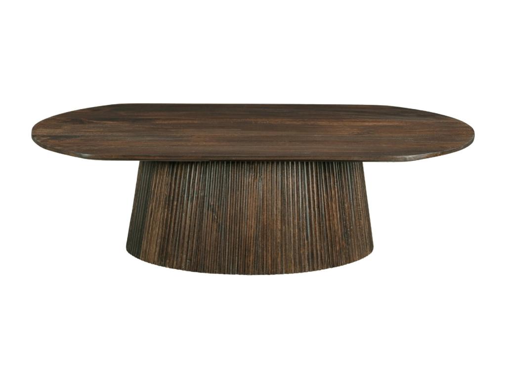 Domopure Oval Coffee Table 120x70 cm in Solid Mango Wood with Walnut Stain KJEL17945