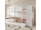 Chicyla white bunk bed 90x200 cm with storage unit, two drawers, and slatted base HSGK42524