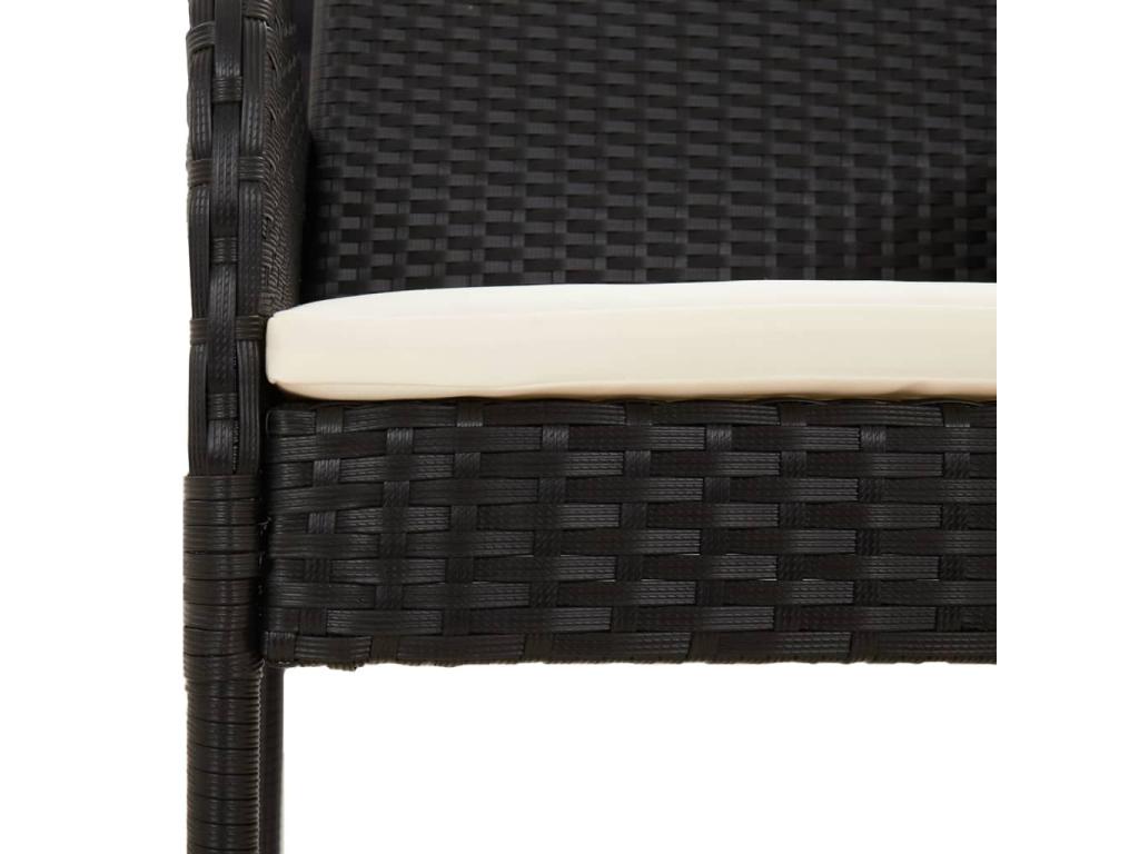 7-Piece Garden Dining Set with Cushions, Black Wicker Resin VGHJ01502