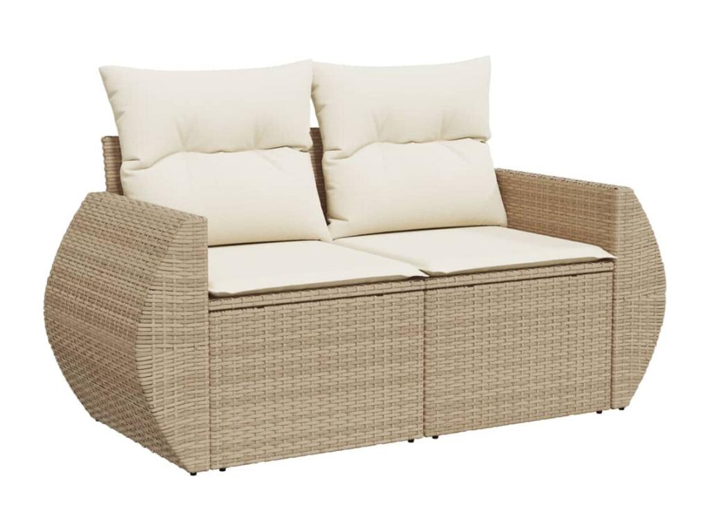 9-piece beige resin wicker garden furniture set with cushions HSYG56748
