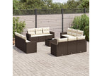 Garden furniture set with cushions, 13 pieces, brown woven resin YQJF84407