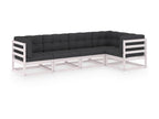 5-piece garden furniture set with cushions, solid pine wood, 17 NUYH16619