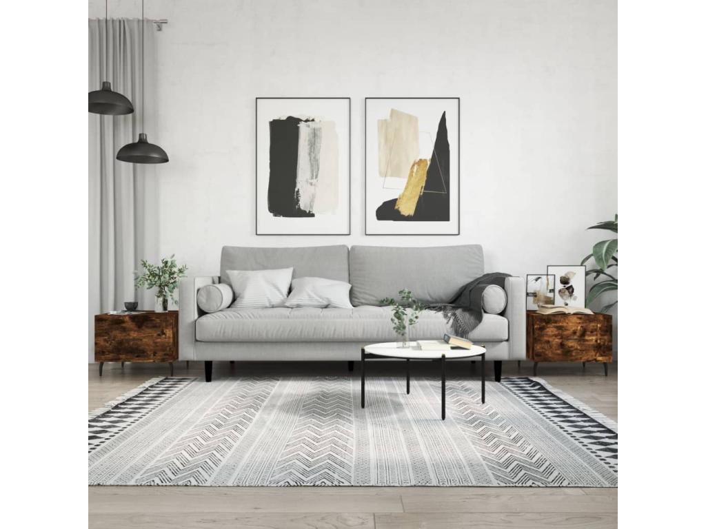 Tables basses 2 pcs chêne fumé 50x50x40 bois d'ingénierie JOFI08158