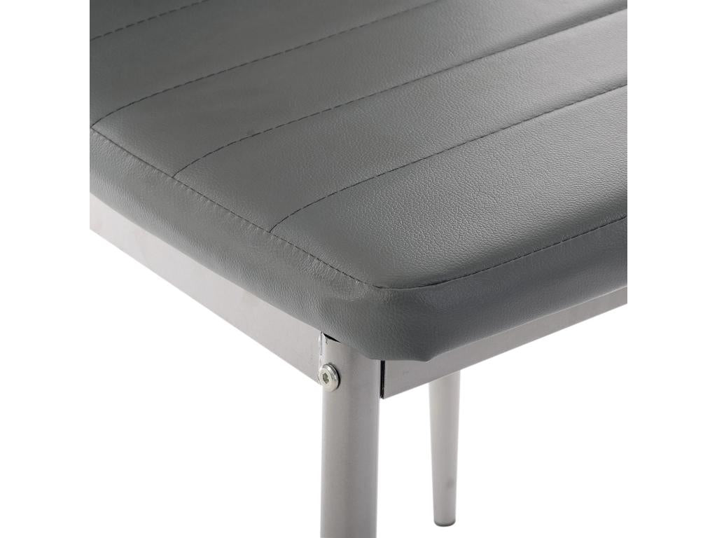 Lot de 4 chaises de salle à manger NATHALIE piètement métallique couleur aluminium revêtement synthétique gris DDXX98149