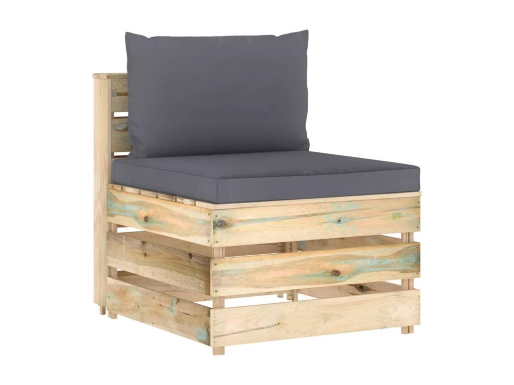 Sectional central sofa with cushions, green-impregnated wood, UWGM70530